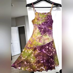 Fairycore Bohemian Green and Purple Dress